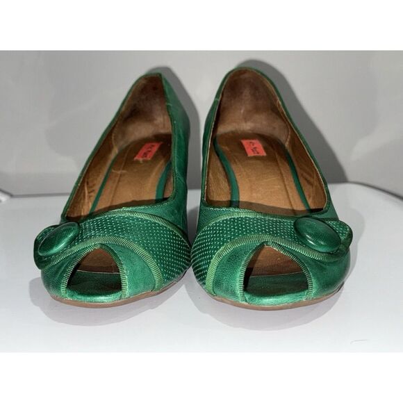 Miz Mooz Ruby Pump Women's Leather Heel Round Toe Retro 40's 50's Green Sz 10 - Picture 5 of 7